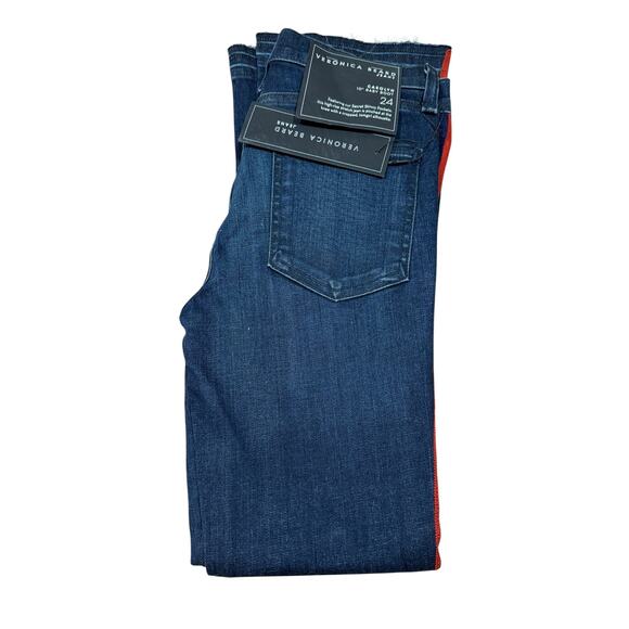 Veronica Beard Carolyn 10" Baby Boot High Rise Stripe Jean 24 - Picture 5 of 5